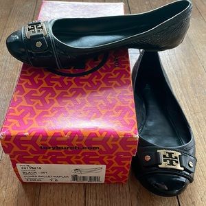 Tory Burch patent leather ballet flats with gold buckle size 7.5